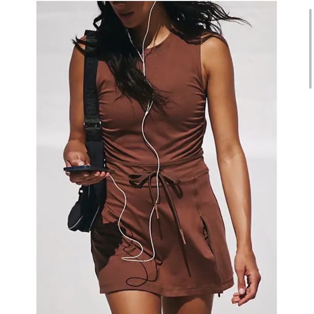NWOT FP movement by free people easy does it dress in brown